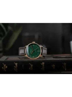 STERNGLAS Herrenuhren | Damenuhren-NAOS Automatik dunkelgrün gold Band Bridle dunkelbraun S02-NA22-BR01