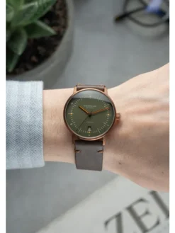 STERNGLAS Herrenuhren | Damenuhren-NAOS Automatik dunkelgrün bronze Band Vintage mokka S02-NA35-VI17