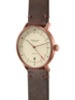 STERNGLAS Herrenuhren | Damenuhren-NAOS Automatik Bronze Alabaster 38mm Band Vintage mokka S02-NA42-VI17