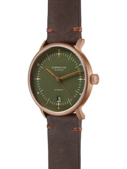 STERNGLAS Herrenuhren | Damenuhren-NAOS Automatik dunkelgrün bronze Band Vintage mokka S02-NA35-VI17