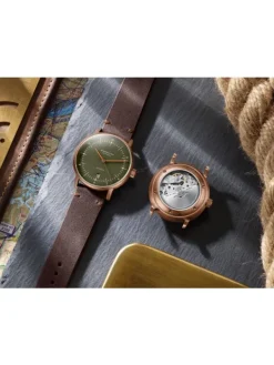 STERNGLAS Herrenuhren | Damenuhren-NAOS Automatik dunkelgrün bronze Band Vintage mokka S02-NA35-VI17