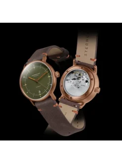 STERNGLAS Herrenuhren | Damenuhren-NAOS Automatik dunkelgrün bronze Band Vintage mokka S02-NA35-VI17