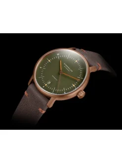 STERNGLAS Herrenuhren | Damenuhren-NAOS Automatik dunkelgrün bronze Band Vintage mokka S02-NA35-VI17