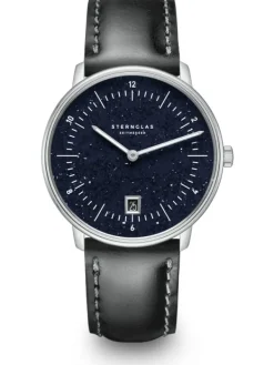 STERNGLAS Herrenuhren | Damenuhren-NAOS Edition Aventurin dunkelblau Band Bridle schwarz S01-NAN40-BR02