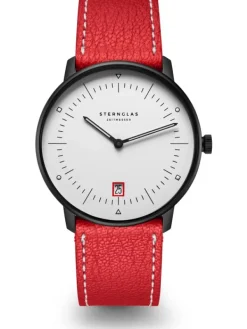 STERNGLAS Herrenuhren | Damenuhren-Naos Edition Bauhaus III weiß Capra rot S01-NAB15-CA02