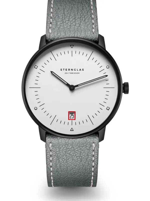 STERNGLAS Herrenuhren | Damenuhren-Naos Edition Bauhaus III weiß Capra hellgrau S01-NAB15-CA01