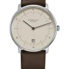 STERNGLAS Damenuhren | Herrenuhren-NAOS hellbraun silber Premium Leder Braun S01-NA38-PR04