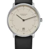STERNGLAS Herrenuhren | Damenuhren-NAOS hellbraun silber Leder Premium schwarz S01-NA38-PR07