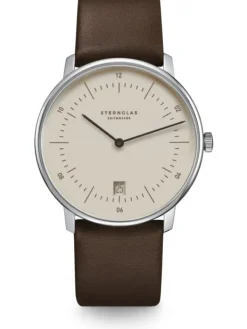STERNGLAS Damenuhren | Herrenuhren-NAOS hellbraun silber Premium Leder Braun S01-NA38-PR04