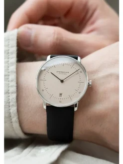 STERNGLAS Herrenuhren | Damenuhren-NAOS hellbraun silber Leder Premium schwarz S01-NA38-PR07