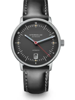STERNGLAS Damenuhren | Herrenuhren-NAOS PRO Automatik anthrazit Band Bridle schwarz S02-NP11-BR02