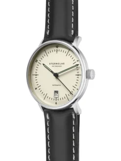 STERNGLAS Herrenuhren | Damenuhren-NAOS PRO Automatik alabaster Band Bridle schwarz S02-NP26-BR02