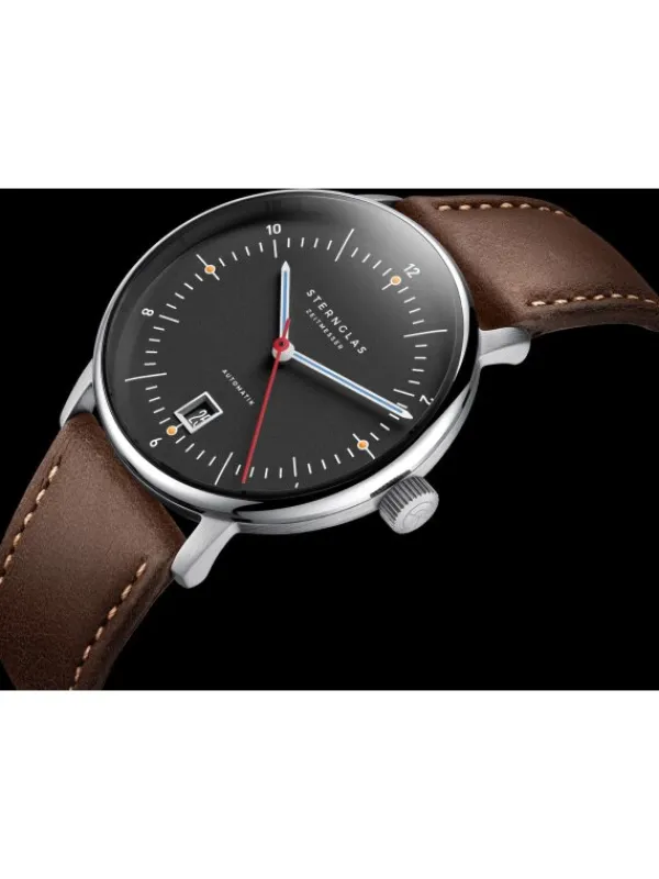 STERNGLAS Herrenuhren | Damenuhren-NAOS PRO Automatik anthrazit Band Bridle dunkelbraun S02-NP11-BR03