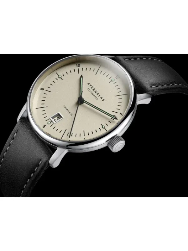 STERNGLAS Herrenuhren | Damenuhren-NAOS PRO Automatik alabaster Band Bridle schwarz S02-NP26-BR02