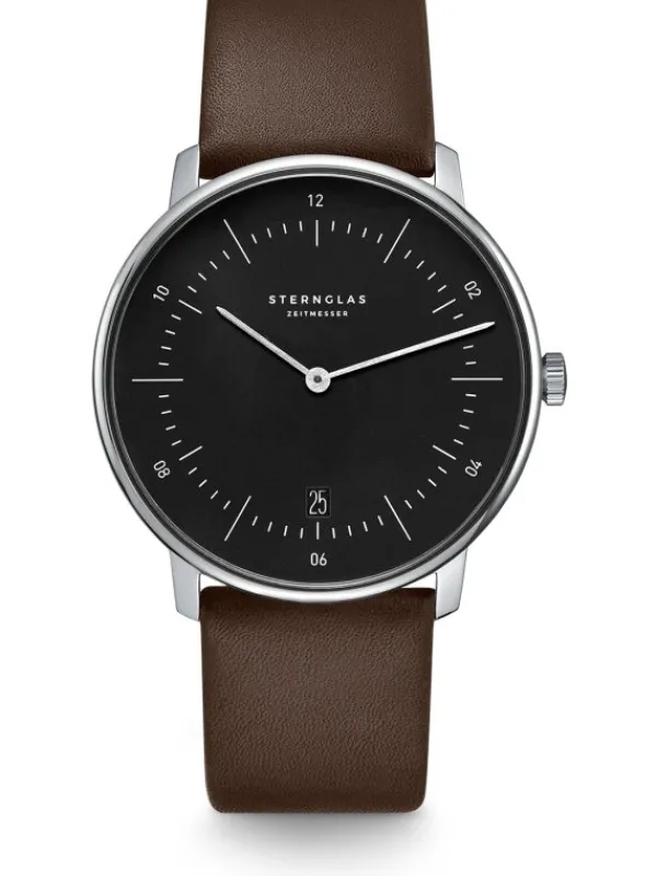 STERNGLAS Herrenuhren | Damenuhren-NAOS schwarz braun Leder S01-NA03-PR04