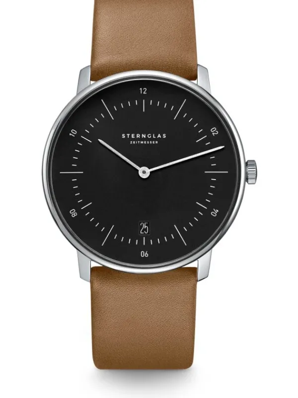 STERNGLAS Herrenuhren | Damenuhren-NAOS schwarz hellbraun Leder S01-NA03-PR01