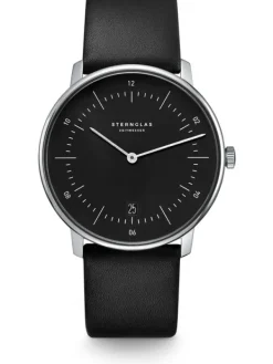 STERNGLAS Herrenuhren | Damenuhren-NAOS schwarz Leder S01-NA03-PR07