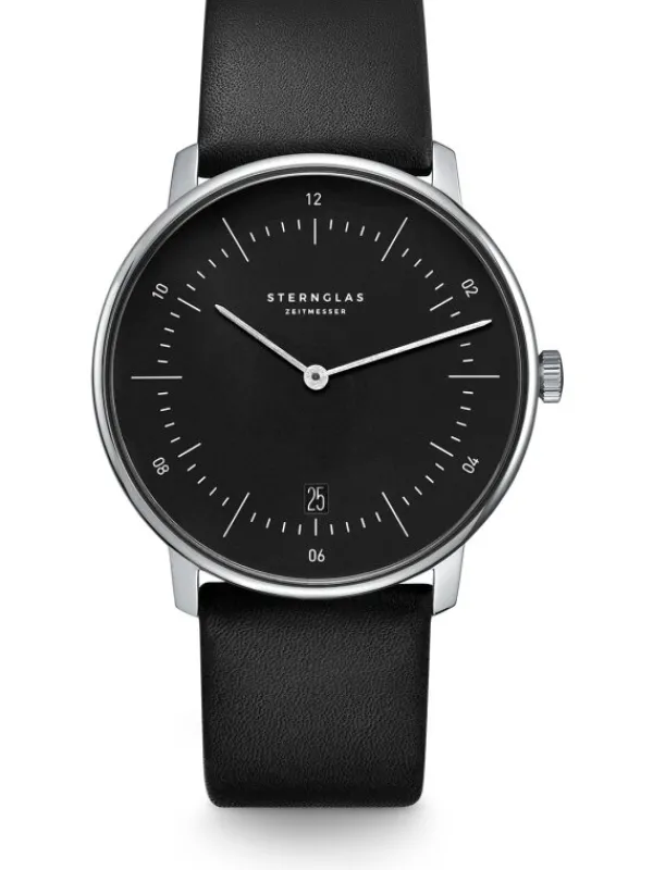STERNGLAS Herrenuhren | Damenuhren-NAOS schwarz Leder S01-NA03-PR07