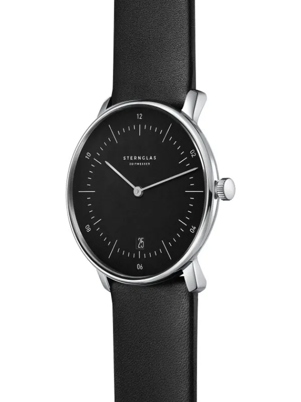 STERNGLAS Herrenuhren | Damenuhren-NAOS schwarz Leder S01-NA03-PR07