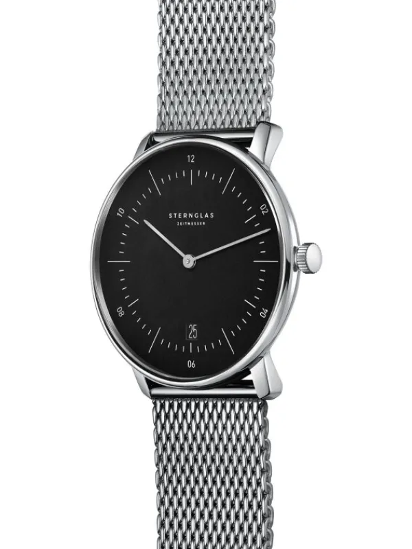 STERNGLAS Herrenuhren-NAOS schwarz Milanaise S01-NA03-MI04