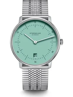 STERNGLAS Herrenuhren | Damenuhren-NAOS türkis silber Band SuperSlim S01-NA37-ME08