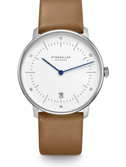 STERNGLAS Herrenuhren-NAOS weiß hellbraun Leder S01-NA01-PR01