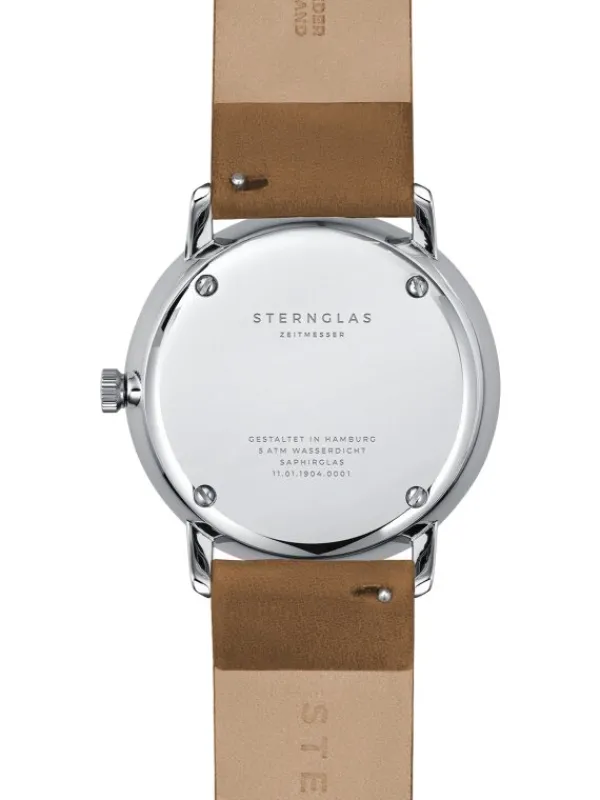 STERNGLAS Herrenuhren-NAOS weiß hellbraun Leder S01-NA01-PR01