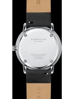 STERNGLAS Herrenuhren-NAOS weiß schwarz Leder S01-NA01-PR07