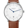 STERNGLAS Herrenuhren | Damenuhren-Naos weiß silber Modena Band braun S01-NA01-MO02