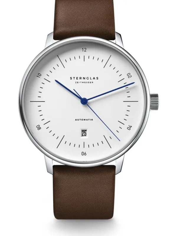 STERNGLAS Herrenuhren-NAOS XL Automatik weiß Premium dunkelbraun S02-NX01-PR04