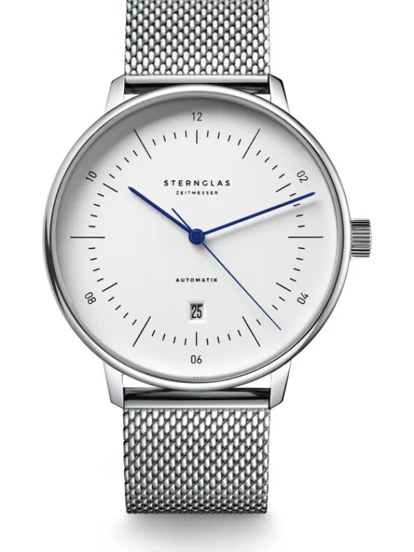 STERNGLAS Herrenuhren-NAOS XL Automatik weiß Milanaise S02-NX01-MI04