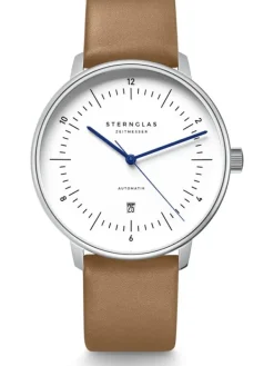 STERNGLAS Herrenuhren-NAOS XL Automatik weiß Band Premium braun S02-NX44-PR01