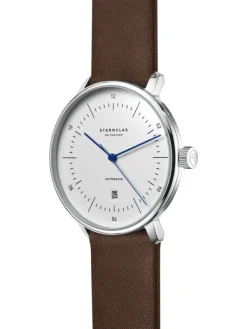 STERNGLAS Herrenuhren-NAOS XL Automatik weiß Premium dunkelbraun S02-NX01-PR04