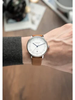 STERNGLAS Herrenuhren-NAOS XL Automatik weiß Band Premium braun S02-NX44-PR01