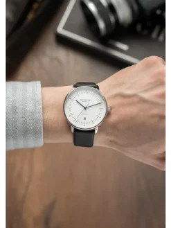 STERNGLAS Herrenuhren-NAOS XL Automatik weiß Band Premium schwarz S02-NX44-PR07