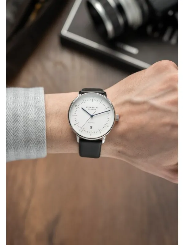 STERNGLAS Herrenuhren-NAOS XL Automatik weiß Band Premium schwarz S02-NX44-PR07
