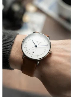 STERNGLAS Herrenuhren-NAOS XL Automatik weiß Band Premium braun S02-NX44-PR01