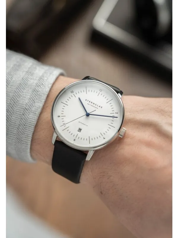 STERNGLAS Herrenuhren-NAOS XL Automatik weiß Band Premium schwarz S02-NX44-PR07