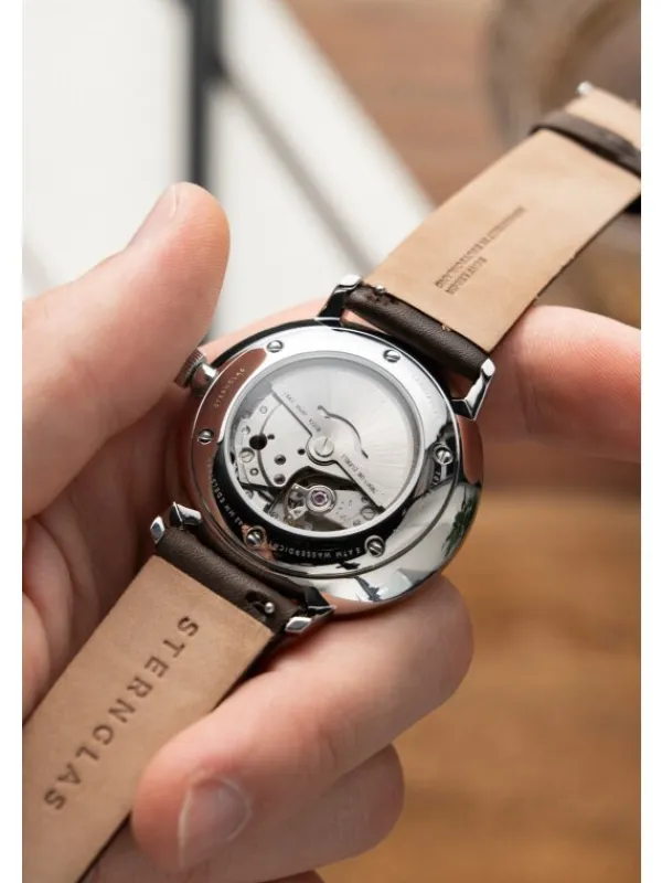 STERNGLAS Herrenuhren-NAOS XL Automatik weiß Premium dunkelbraun S02-NX01-PR04