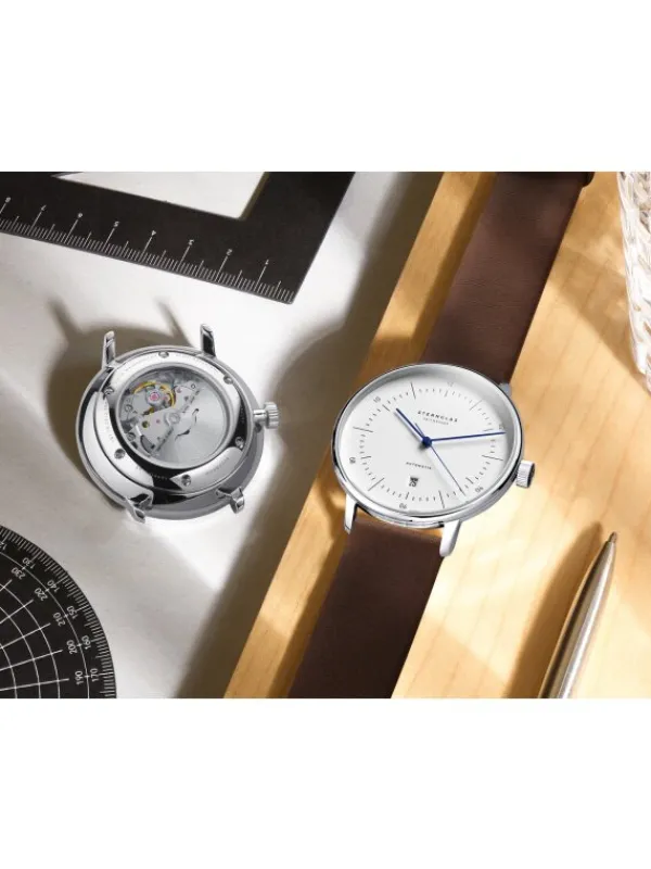 STERNGLAS Herrenuhren-NAOS XL Automatik weiß Premium dunkelbraun S02-NX01-PR04