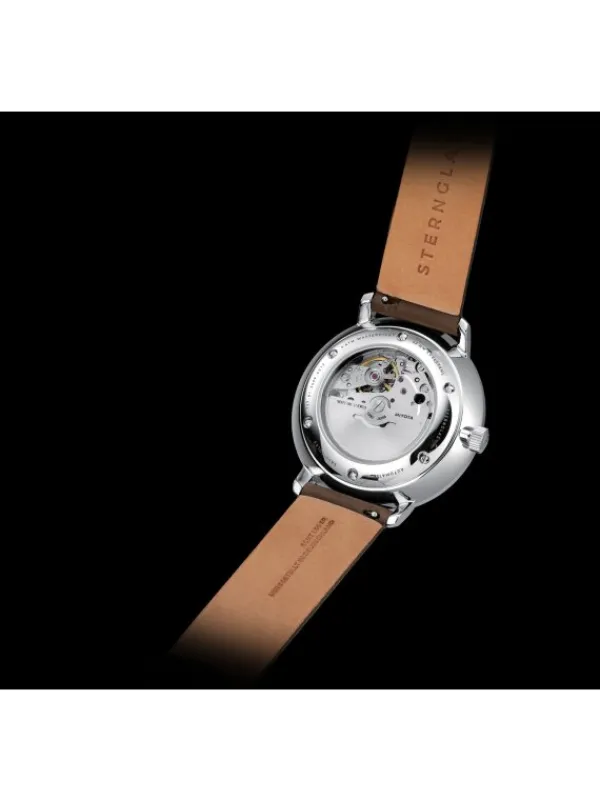 STERNGLAS Herrenuhren-NAOS XL Automatik weiß Band Premium dunkelbraun S02-NX44-PR04
