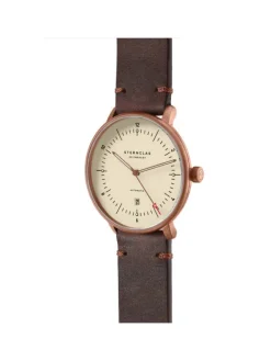 STERNGLAS Herrenuhren-NAOS XL Automatik bronze Alabaster Band Vintage mokka S02-NX42-VI17