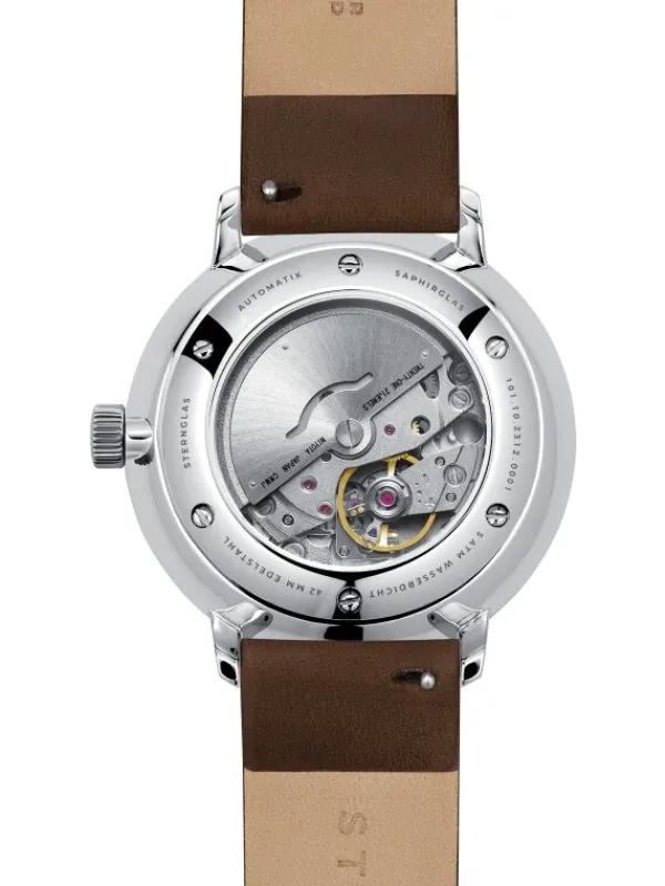 STERNGLAS Herrenuhren-NAOS XL Automatik weiß Premium dunkelbraun S02-NX01-PR04