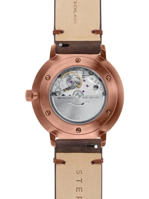 STERNGLAS Herrenuhren-NAOS XL Automatik bronze Alabaster Band Vintage mokka S02-NX42-VI17