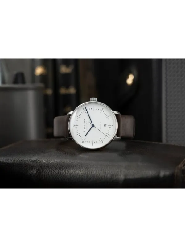 STERNGLAS Herrenuhren-NAOS XL Automatik weiß Band Premium dunkelbraun S02-NX44-PR04