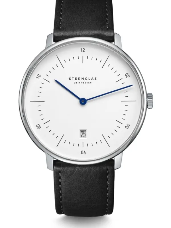 STERNGLAS Herrenuhren-NAOS XL 42mm weiß Modena schw. S01-NX01-MO01