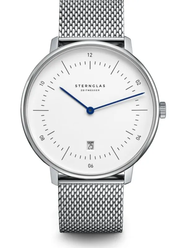 STERNGLAS Herrenuhren-NAOS XL 42mm weiß Milanaise S01-NX01-MI04
