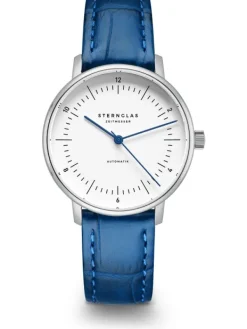 STERNGLAS Damenuhren-NAOS XS Automatik weiß Band Noble blau S02-ND01-NB02