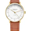 STERNGLAS Damenuhren-NAOS XS Automatik weiß goldf. Band Noble braun S02-ND02-NB01