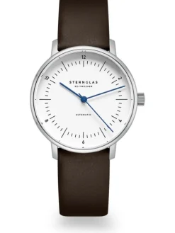 STERNGLAS Damenuhren-NAOS XS Automatik weiß Band Klassik braun S02-ND01-KL17